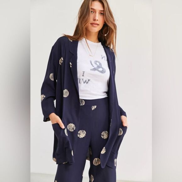 Silence + Noise relaxed open front navy blazer - Picture 4 of 8